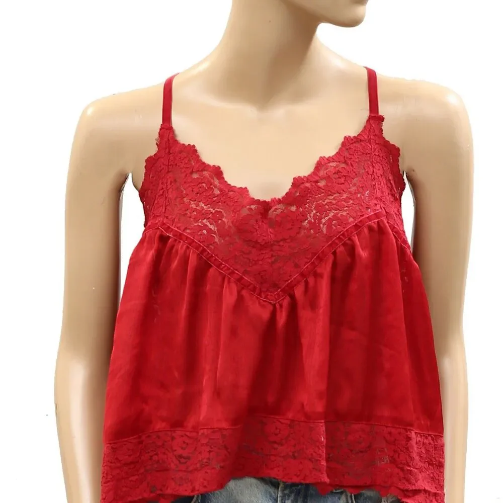 Intimately Free People Fiona Cami Blouse Top Tank Sleeveless Lace Slip L 288448